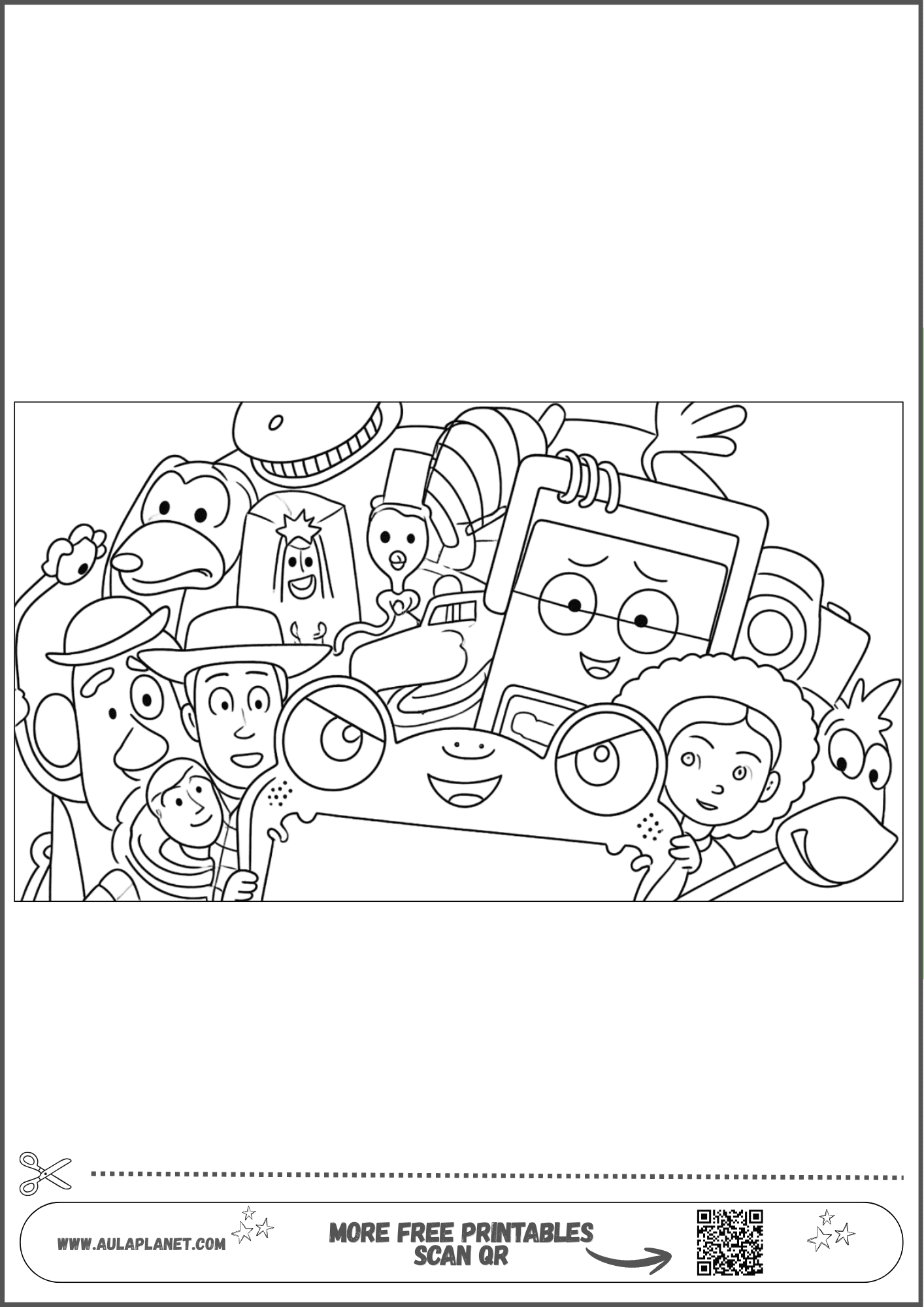 Toda la pandilla de Toy Story 5 en formato panorámico