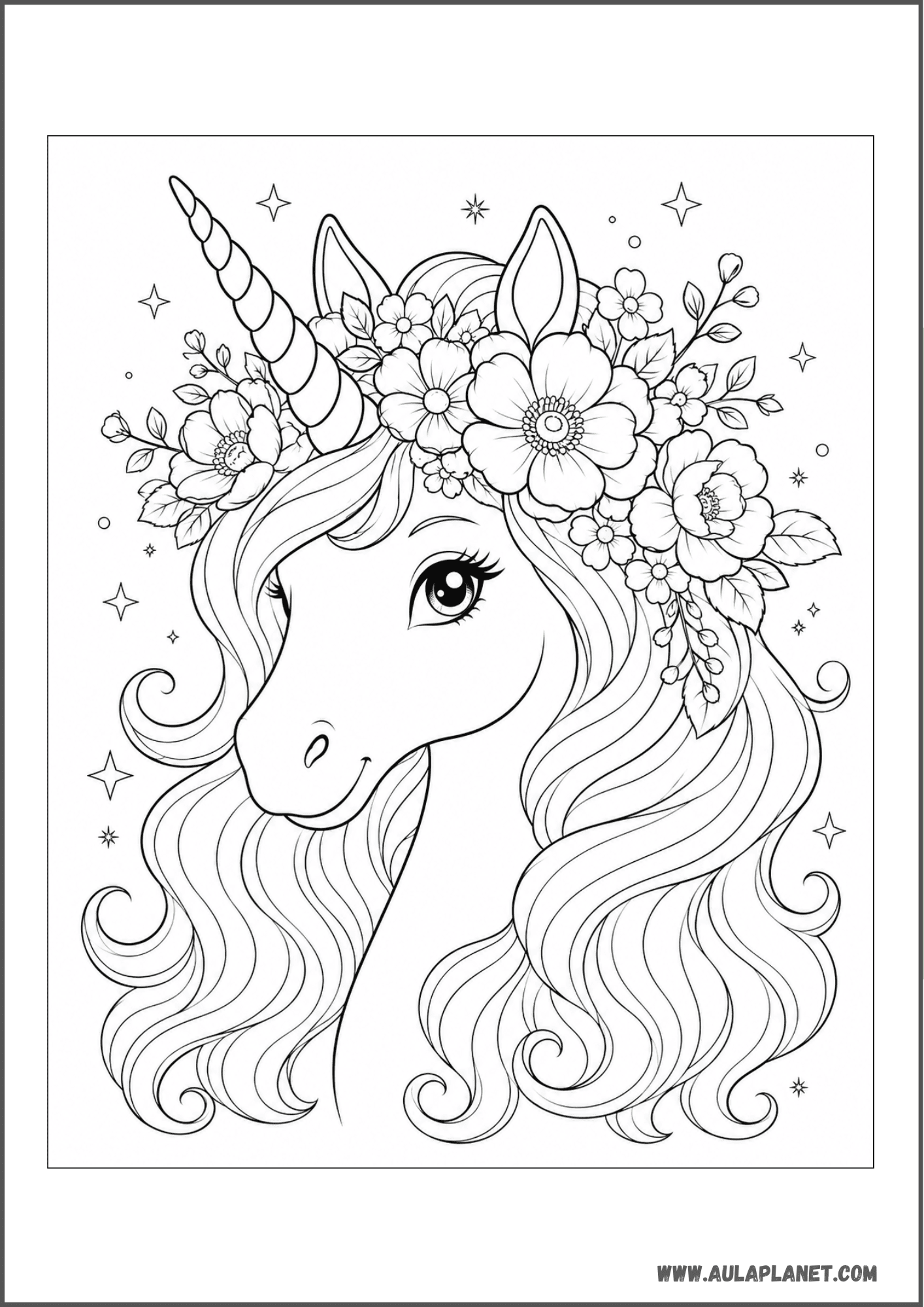 Licorne avec couronne de fleurs