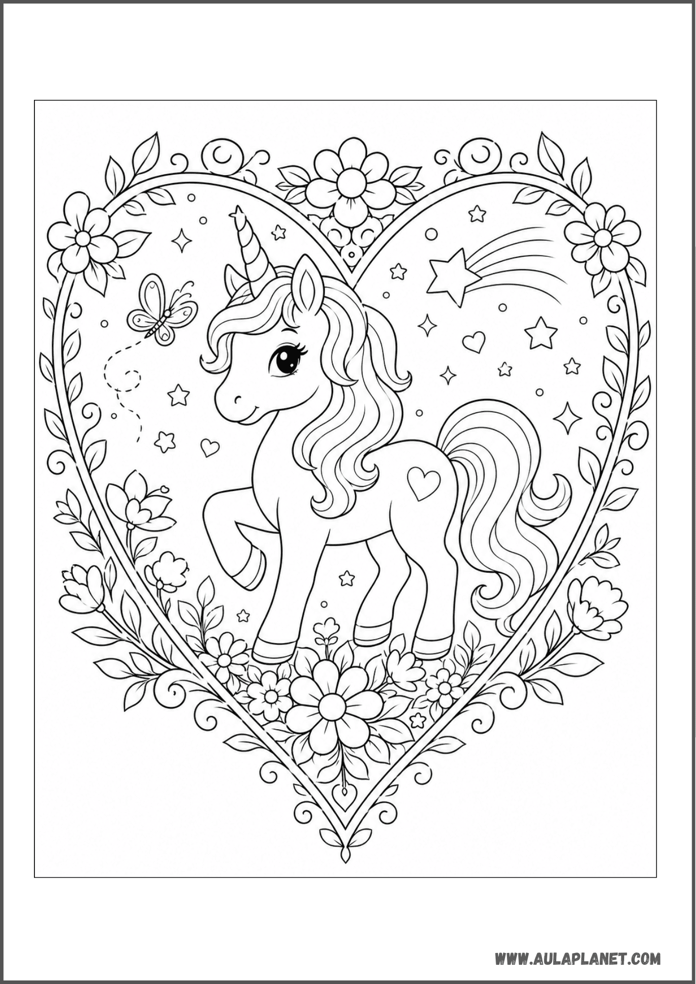 Licorne dans un cadre floral magique