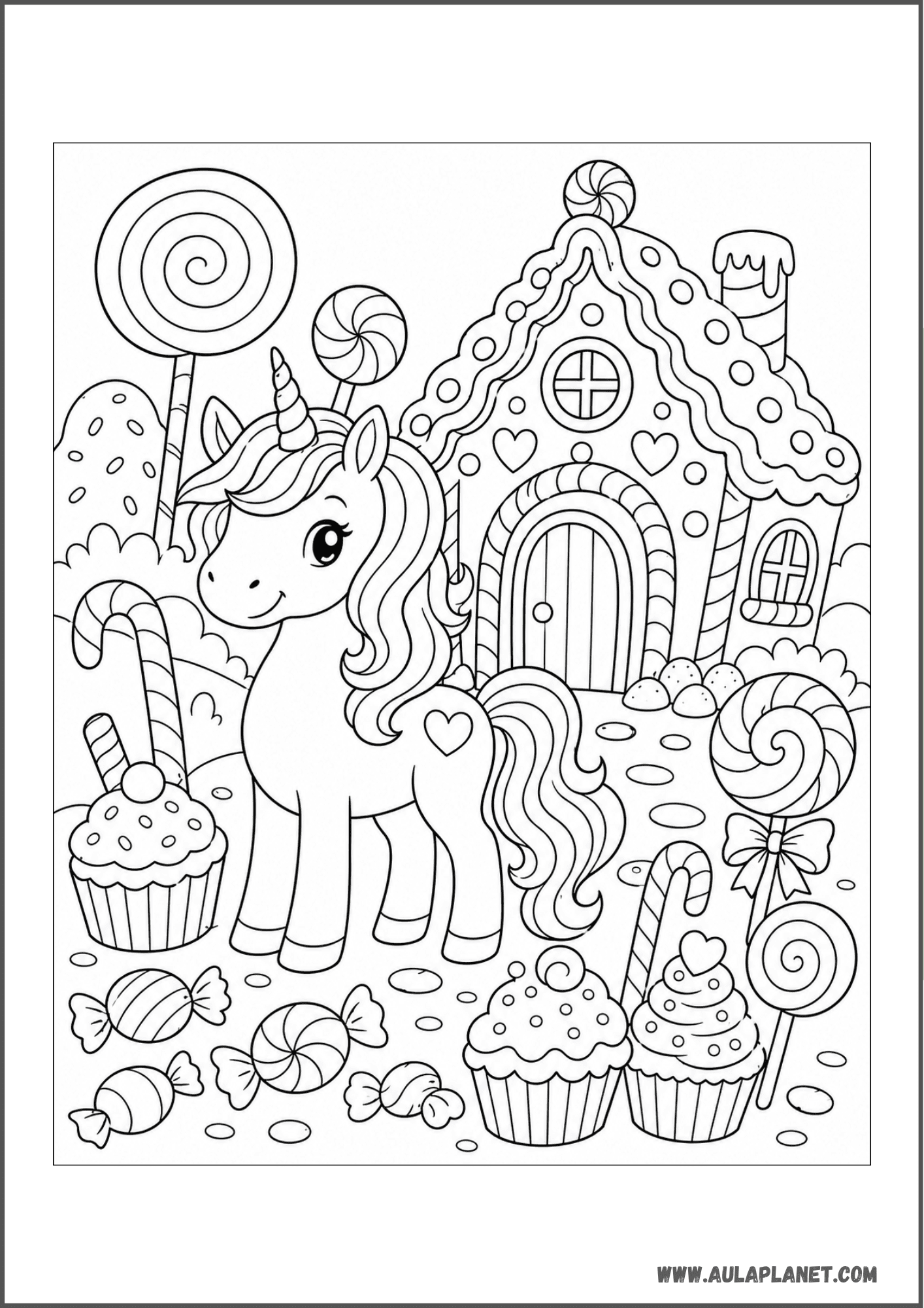 Licorne dans un monde de douceurs