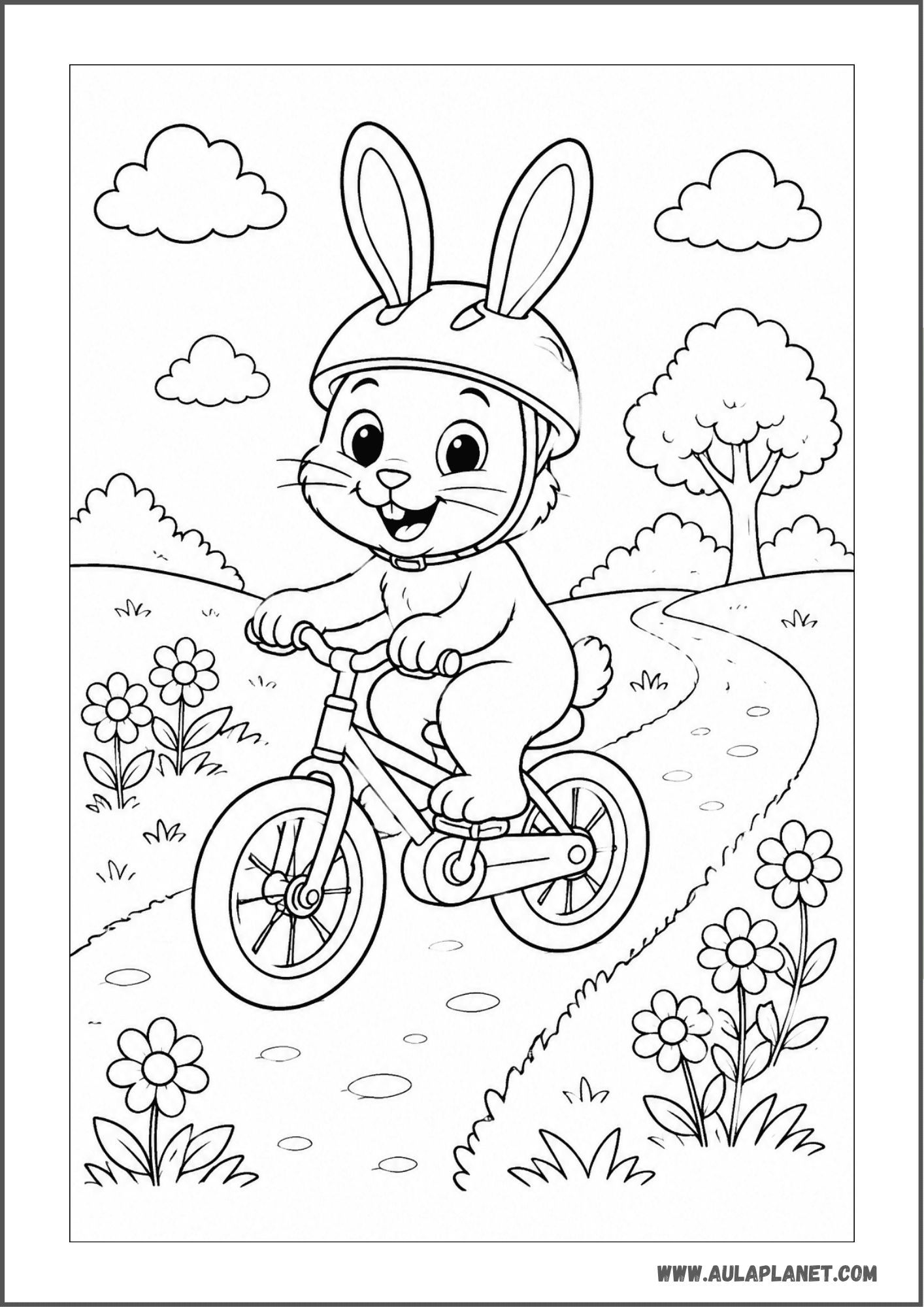 Conejito montando en bicicleta