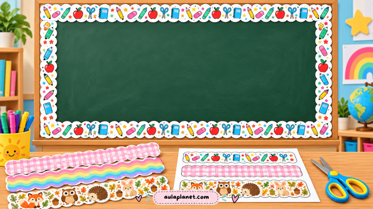 Bordas de lousa para imprimir e decorar a sala de aula