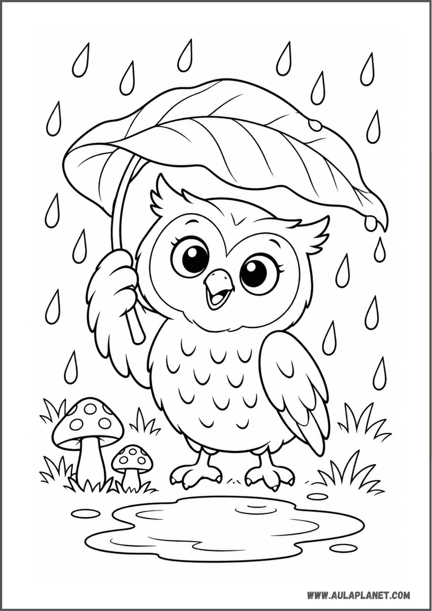 Búho bajo la lluvia