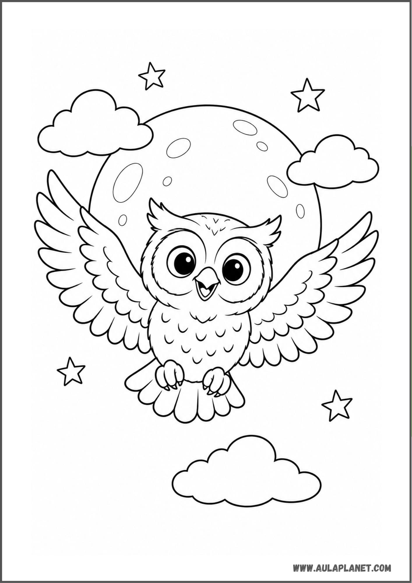 Búho volando bajo la luna