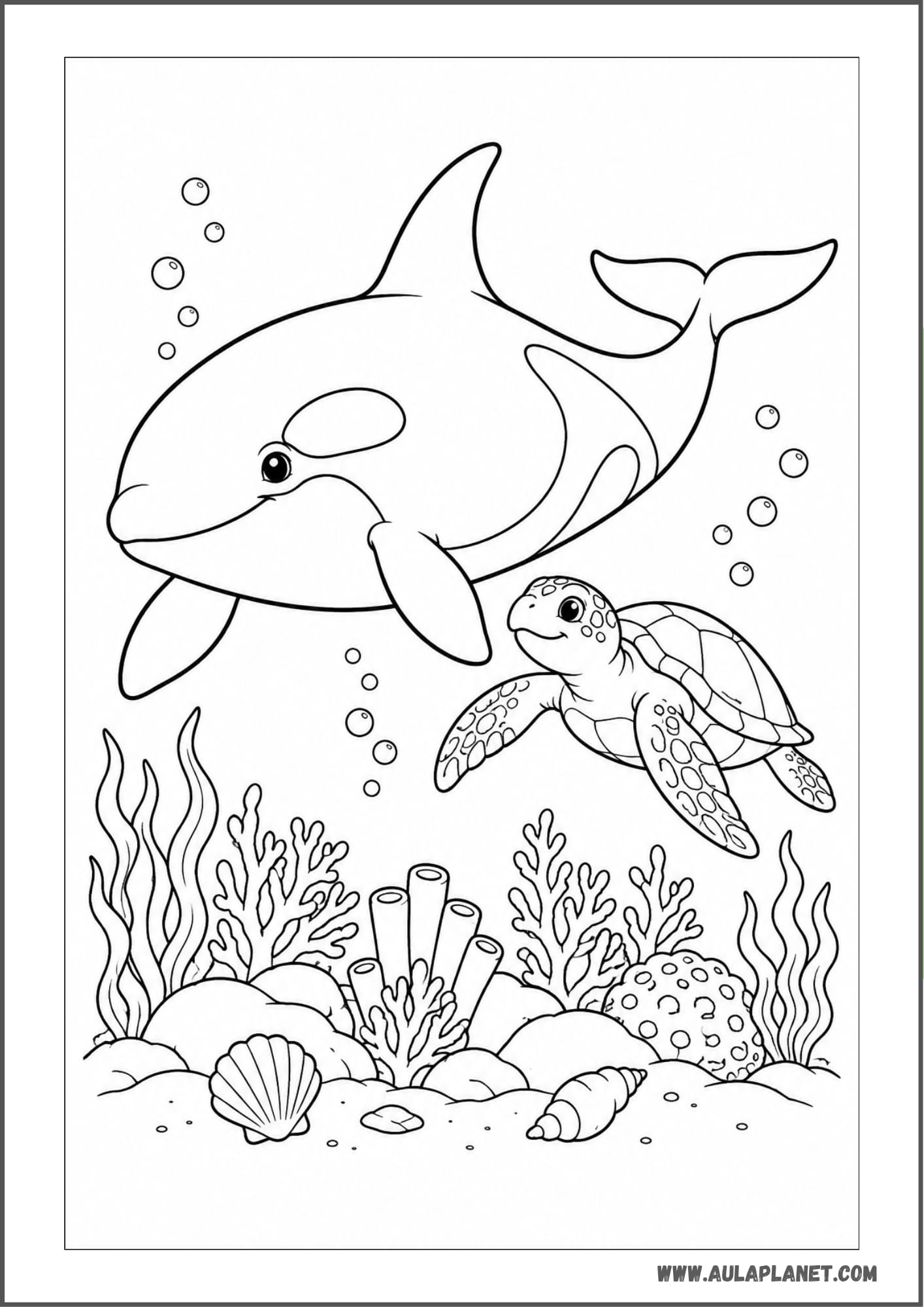 Orca con tortuga marina