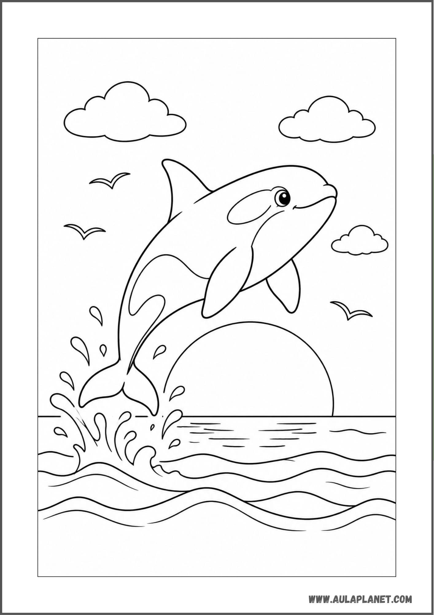 Orca saltando al atardecer