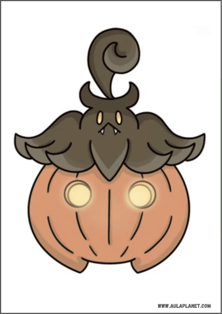 Como dibujar a Pumpkaboo de Pokemon paso final y coloreado