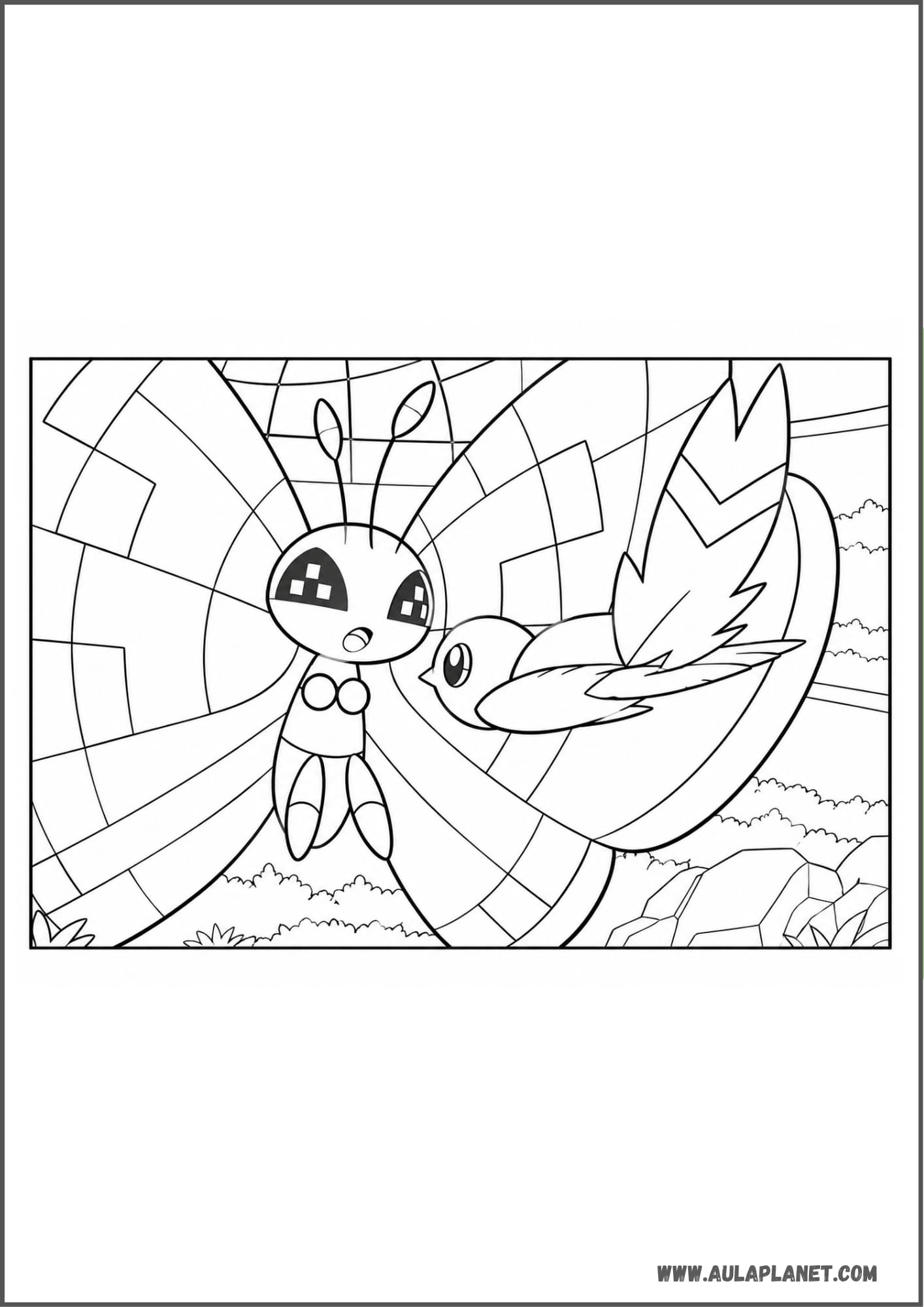 Vivillon luchando contra otro Pokémon para colorear