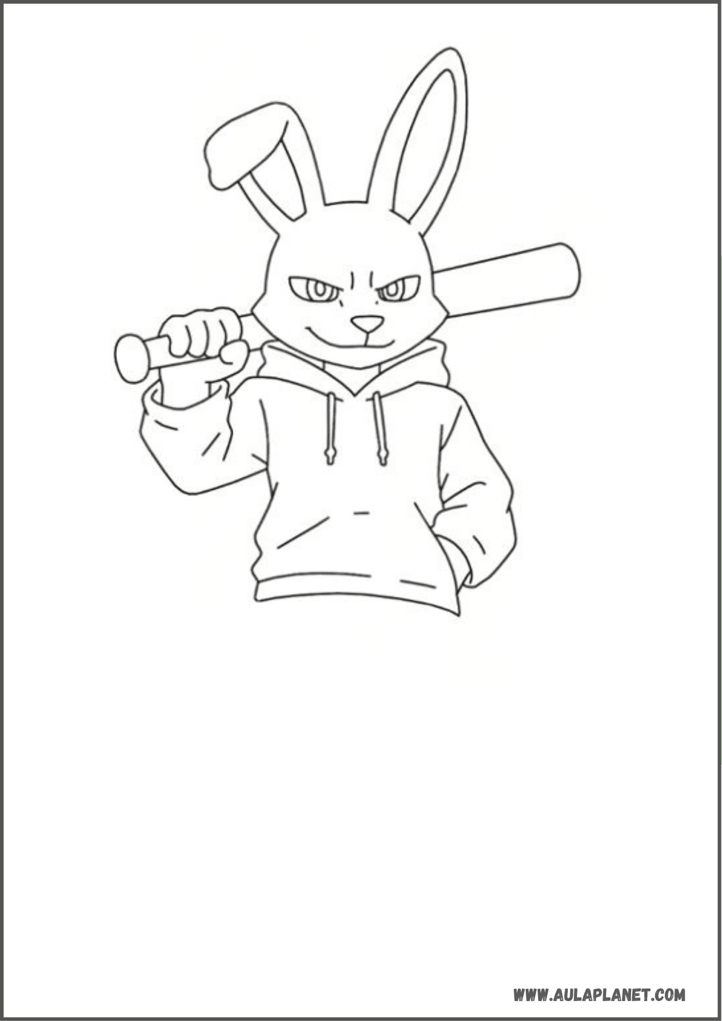 Paso 3 para dibujar a Ben de Roba un Huevo: sudadera con capucha y bate al hombro
