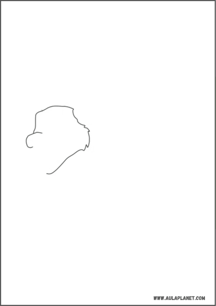 Paso 1 para dibujar a Echo de Roba un Huevo: contorno de la cabeza y el cuello