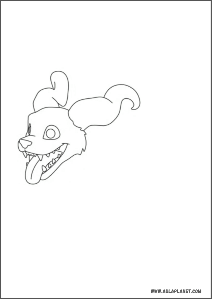Paso 3 para dibujar a Echo de Roba un Huevo: ojo, nariz, boca con dientes y lengua