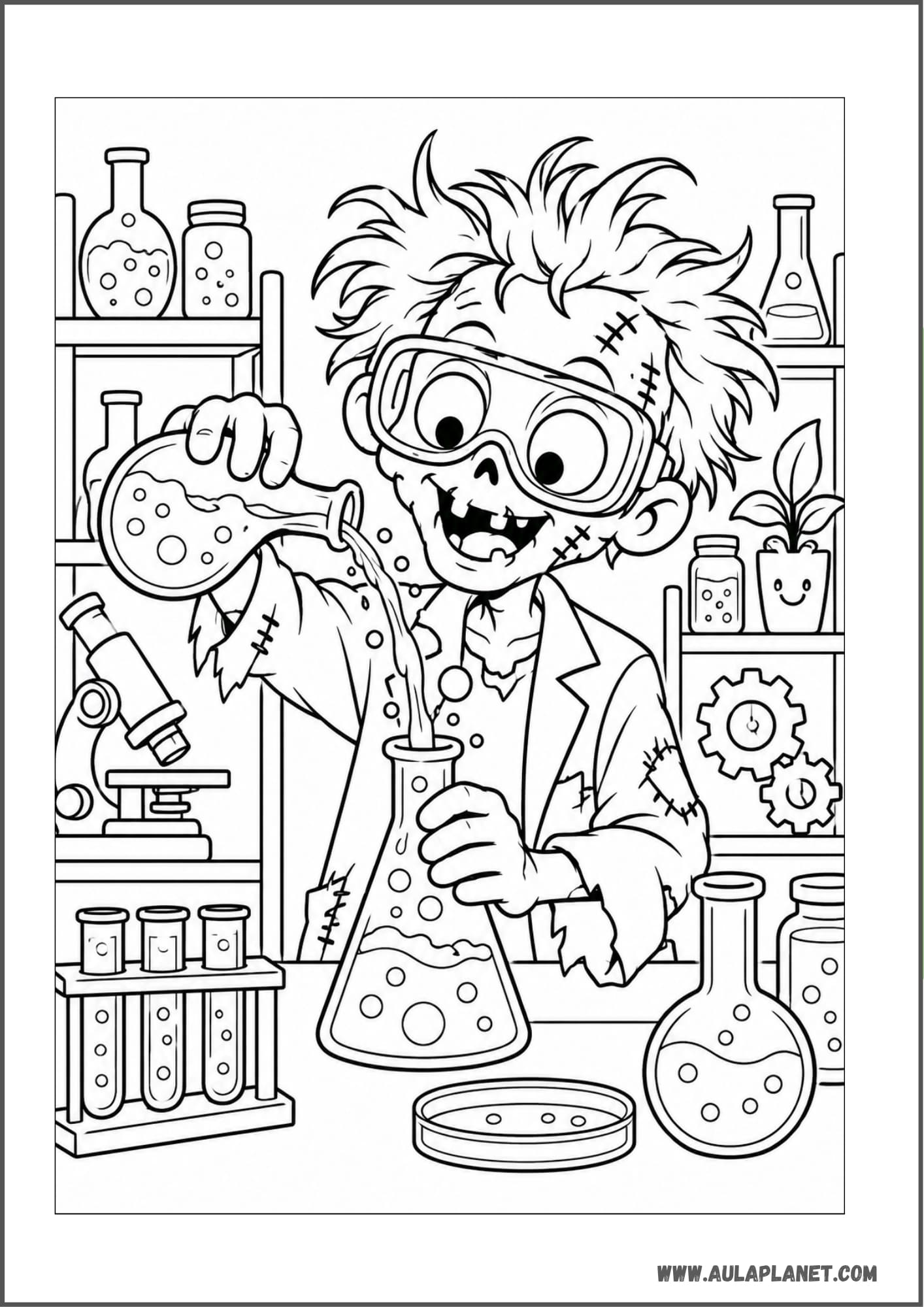 Zombi científico en su laboratorio