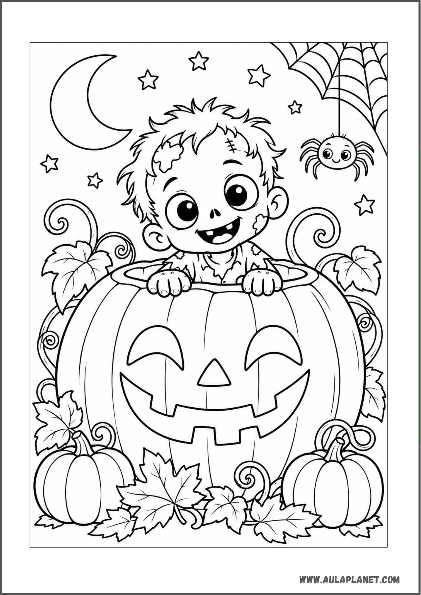 Zombi asomado a una calabaza