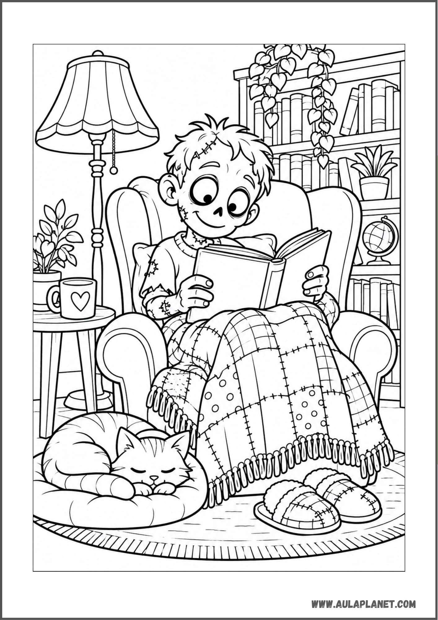 Zombi leyendo un cuento de miedo