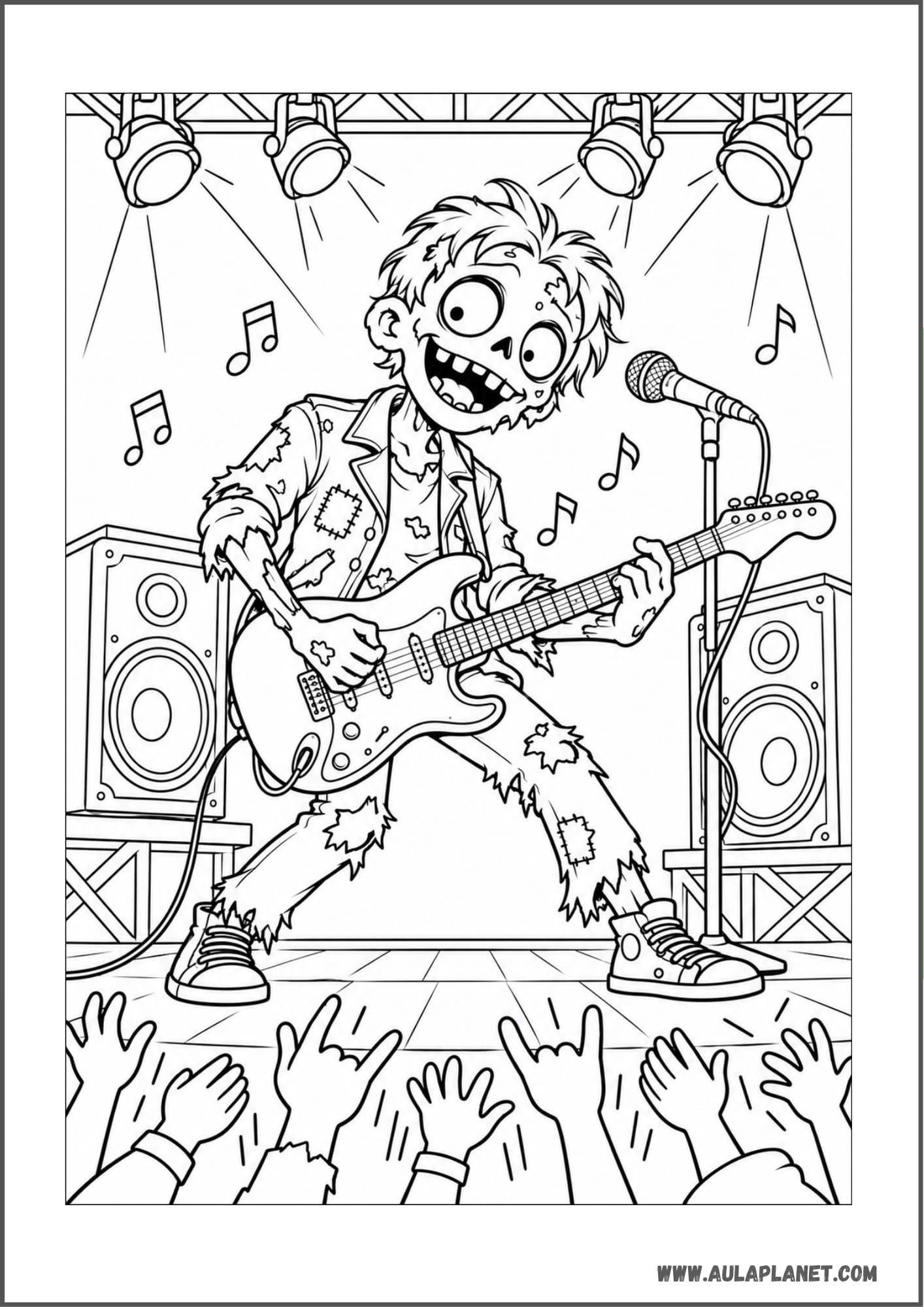 Zombi músico con guitarra eléctrica
